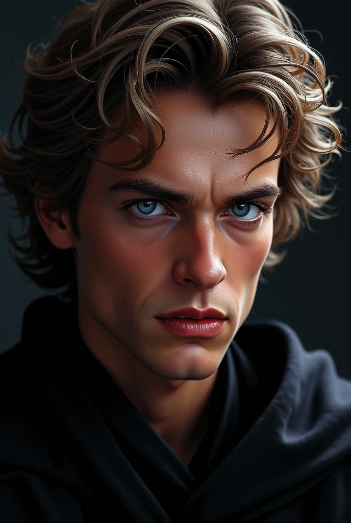 Create an image of Hayden Christensen&#39;s Anakin Skywalker as Darth Vader without the armor and injuries from the fight on Mustafar