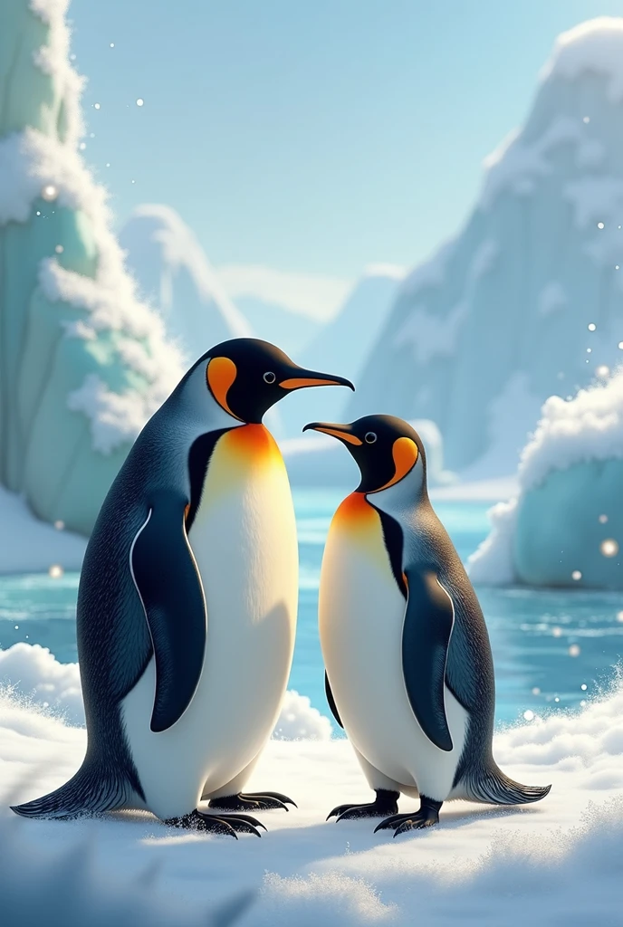(Disney: 1.3), A couple of penguins, a male and a female, with the phrase: "Let us be eternal"