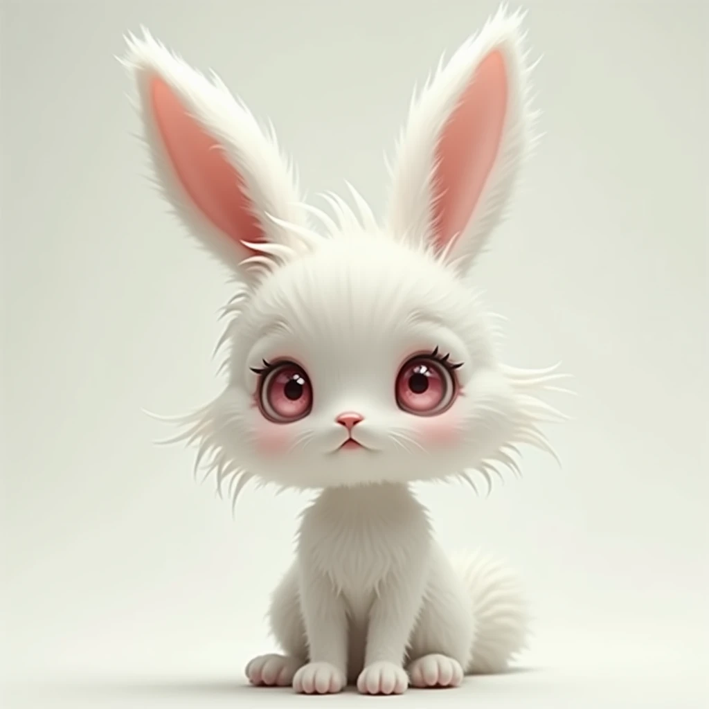 Rabbit,furry,white fur,white hair,pink eyes,boy,skinny,emo,full body