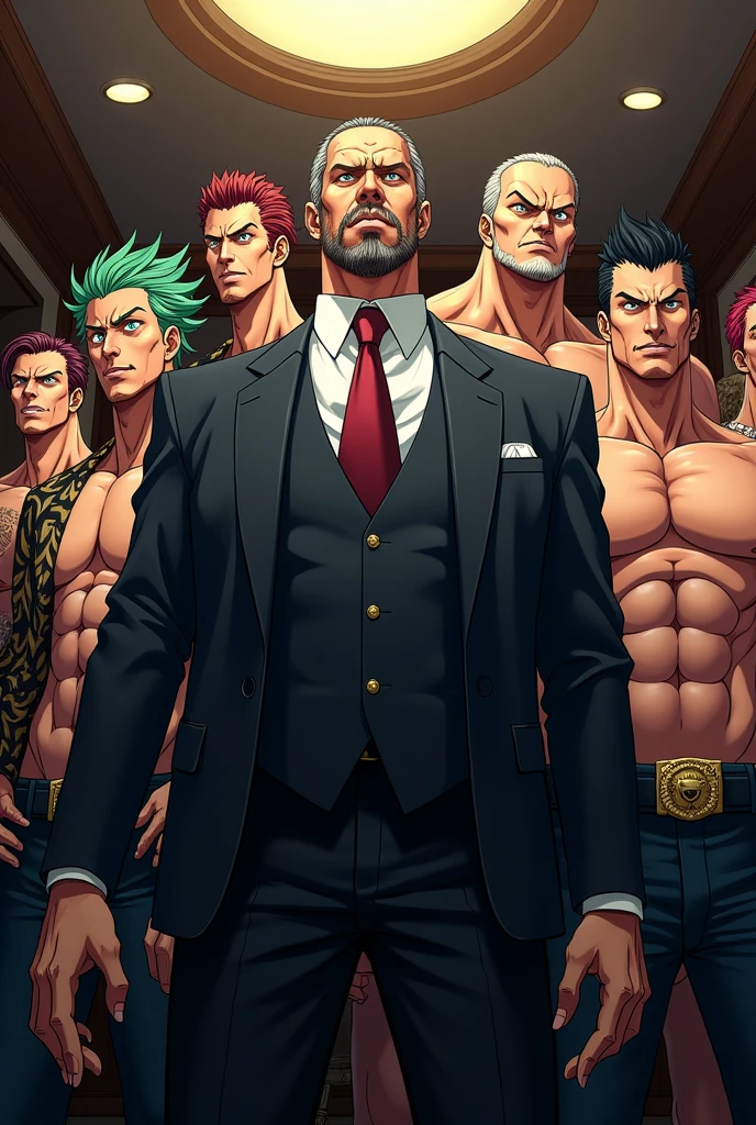 What would the boss of this mafia look like with his bodyguards?? I want the One Piece style security guards