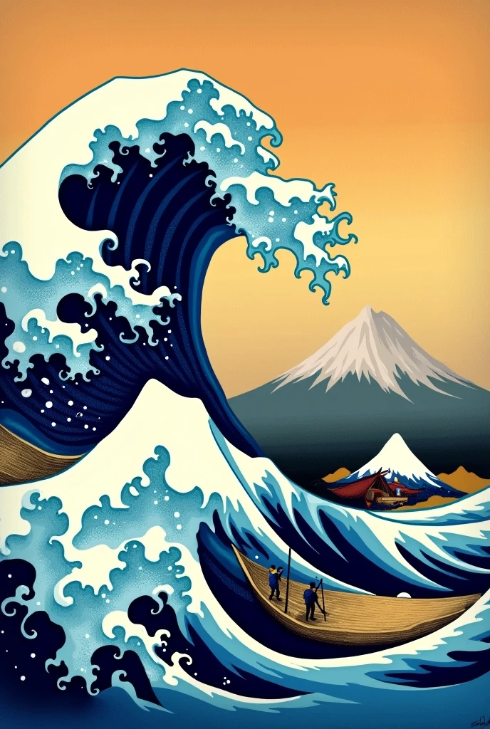 The Great Wave of Kanawa, mihonga style and van gohg style
