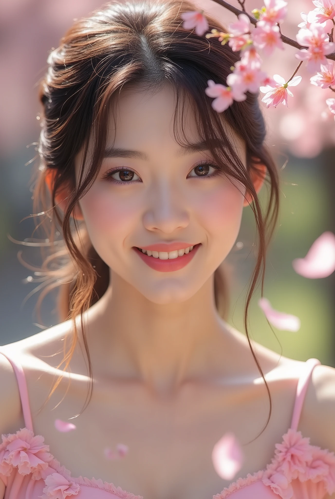Talk about the smile,Japanese actress,Seven-point lens,Cherry Blossoms Falling,Outdoor photo,