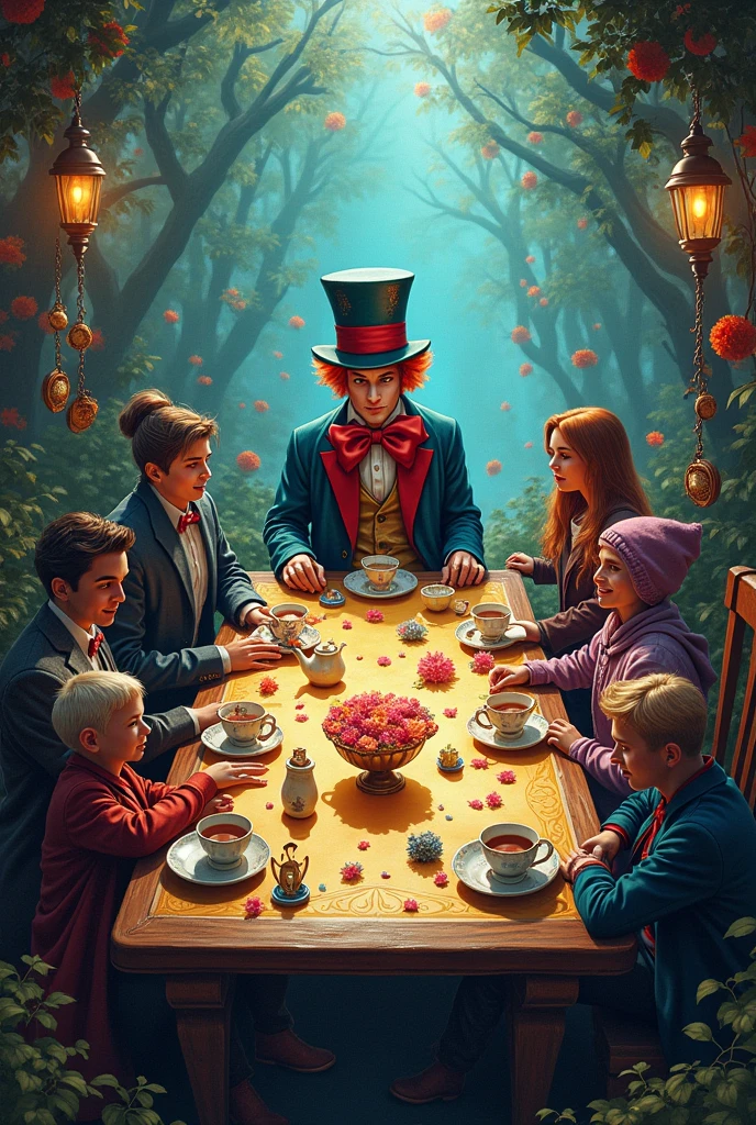 Hatter with Alice and the White Queen.
