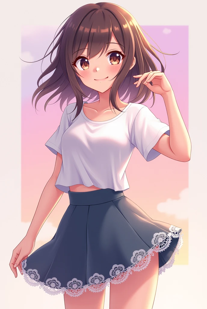 Beautiful anime style girl with short skirt