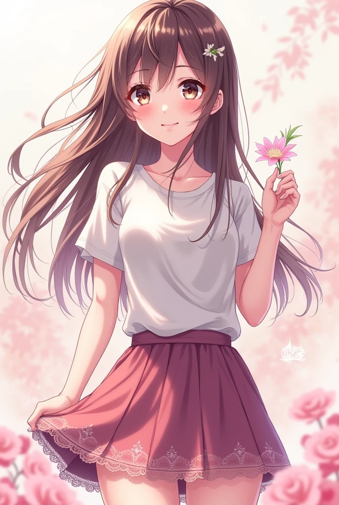 Beautiful anime style girl with short skirt