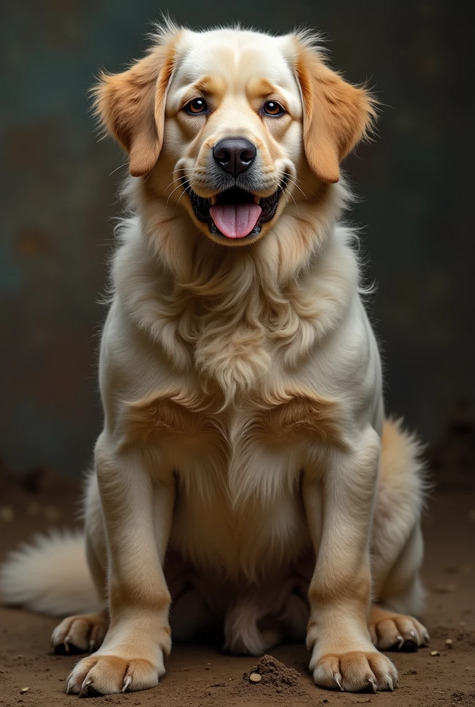 Large dog, detailed fur, erect dog penis,
