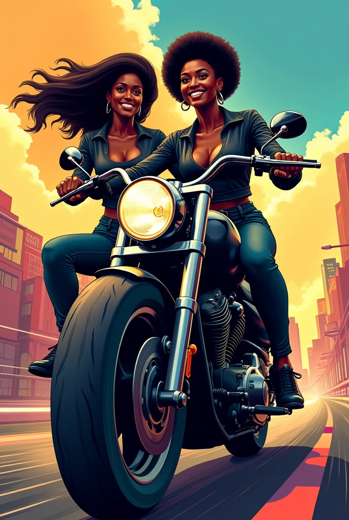 two black women on a motorcycle, book cover