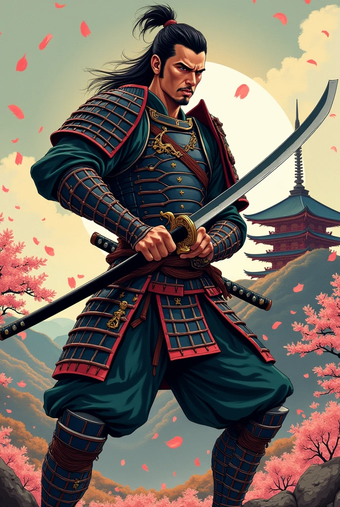 Drawing of a samurai comic
