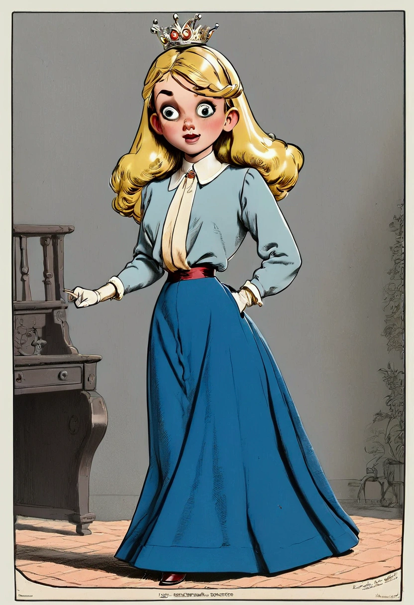 Lola Loud, a pretty **** blonde beauty queen of the 1900s flirting with an old man, daintily lifting her skirts to reveal her high-waisted bloomers, garter silk stockings and boots. Year 1901. 1900_dr3ss. High-collar long sleeve shirtwaist, wide-brimmed Florodora hat, knee-length skirt, petticoats. Flat chested, wasp waist, bubble butt. Long hair. Big booty