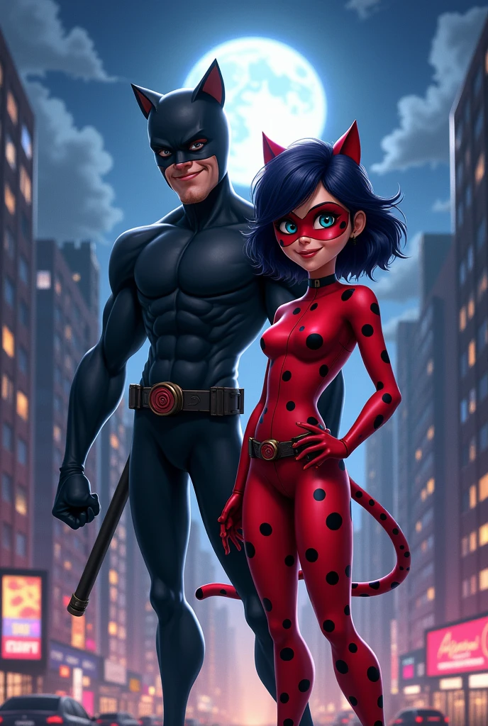 Crie a imagem de Ladybug e cat noir adultos
