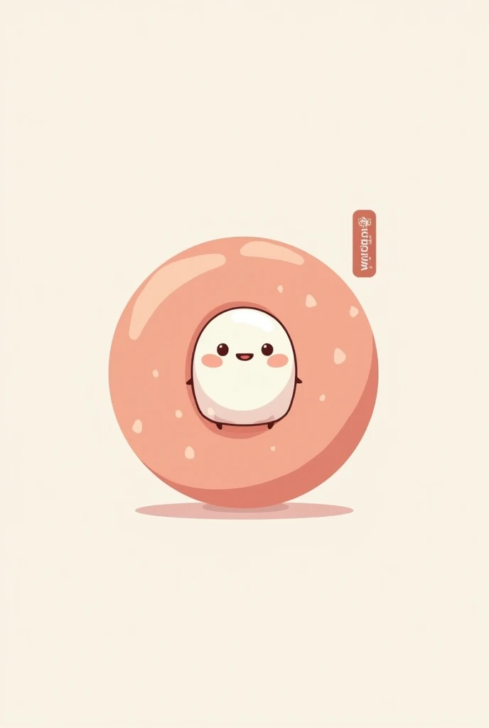 Create a logo that says MochiGom but in the o of the name put 1 mochi