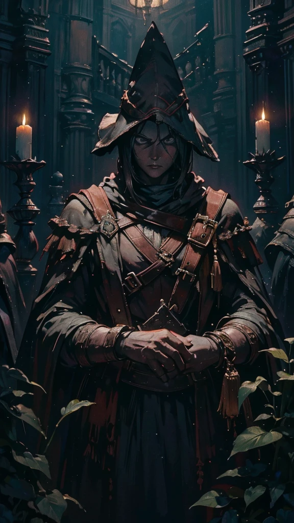 Hunter warrior in the style of Bloodborne, Surrealism, chiaroscuro, cinematic lighting, UHD, high details, best quality, highres, 16k