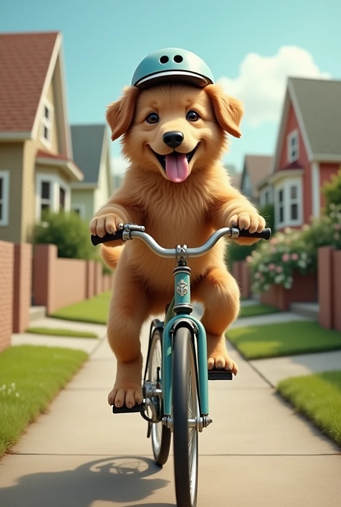 A dog riding a bike