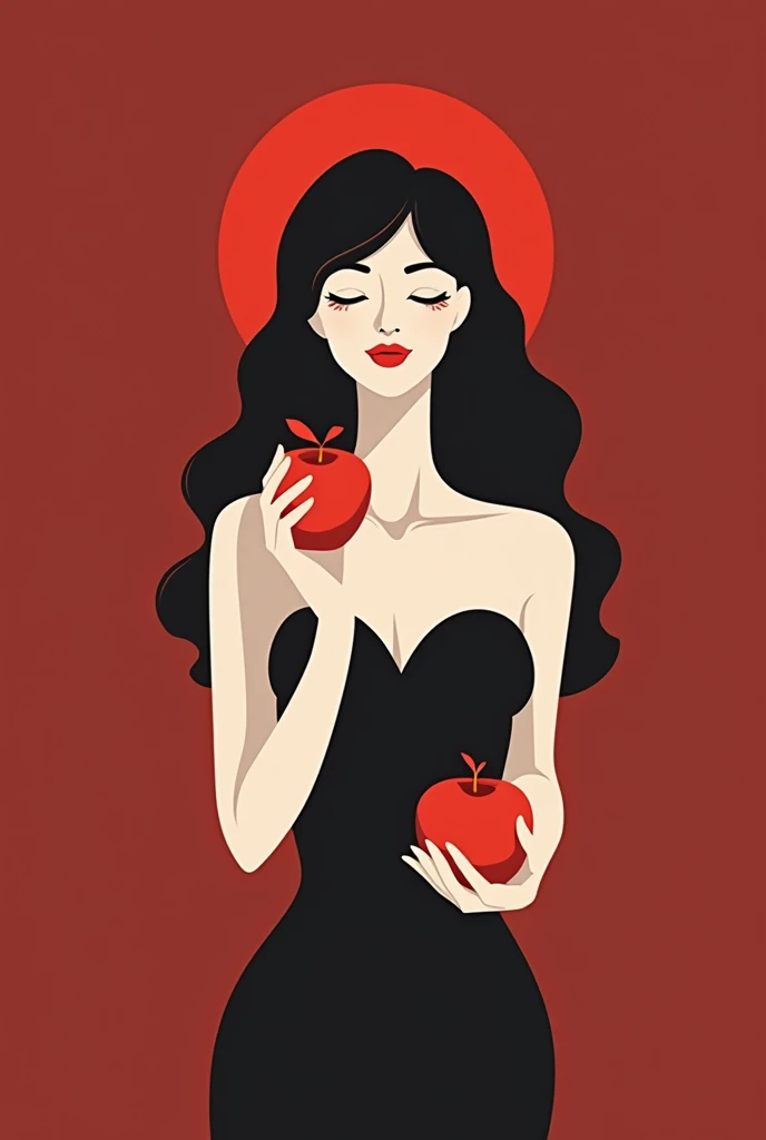 The logo for "Le Désir Sex Shop" It should be minimalist and elegant. The central image must represent a stylized female figure, with clean, smooth lines, holding a bright red apple in one hand. The woman's face should display a subtle smile, that suggests temptation and seduction, but discreetly. The typography of the name "Le Désir Sex Shop" must be modern and refined, with a simple and sophisticated font. The main colors of the logo should be a deep red and an elegant black., creating a combination that evokes passion and luxury without exaggeration. Design should be simplified, maintaining the essence of desire and seduction in a subtle and modern way.