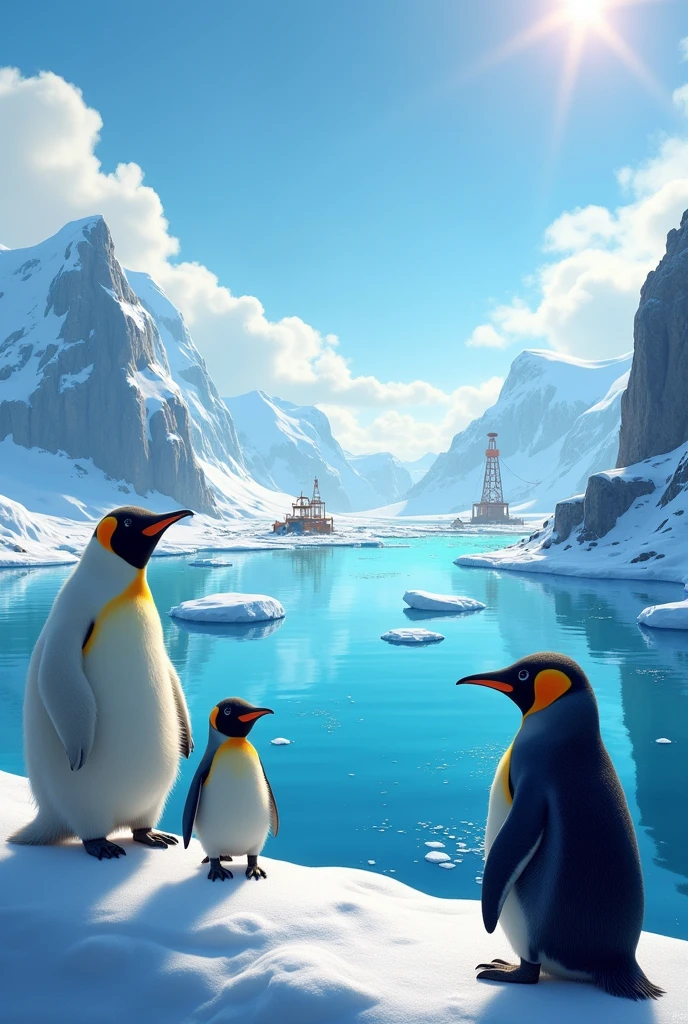 Pixar-type image like fresh water also oil mining companies, Gold and diamond in Antarctica for 