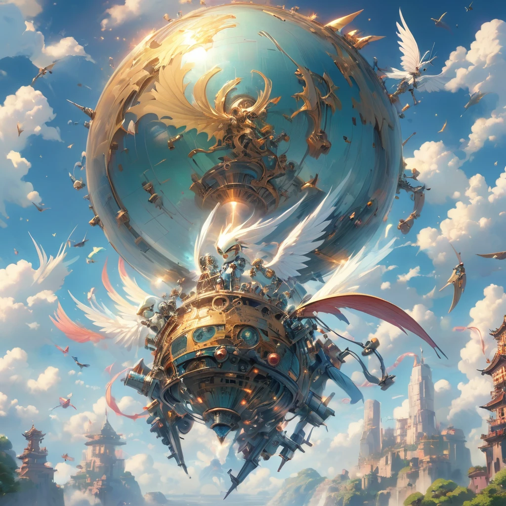 mechanical、Flying objects、Winged Machine、Spherical Machine、Mechanical Wings、The machine is powered on