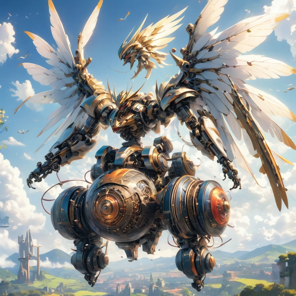 mechanical、Flying objects、Winged Machine、Spherical Machine、Mechanical Wings、The machine is powered on