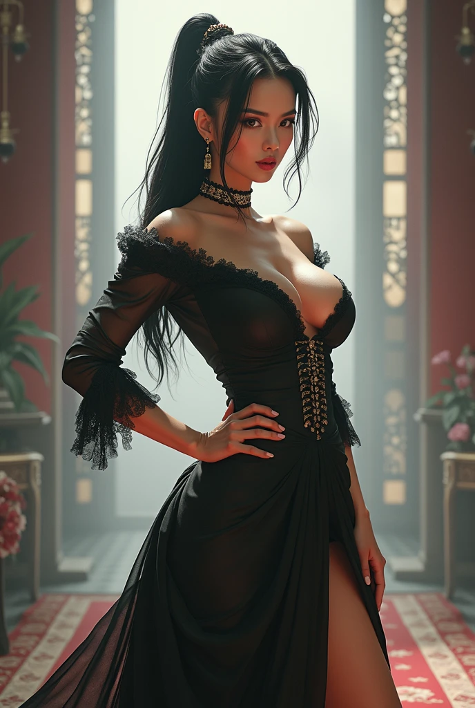 (nsfw: 1.3), (RAW photo:1.2),(photorealistic:1.4),(masterpiece:1.3),(best quality:1.4), (ultra high res, HDR,8k resolution), (high resolution textures). (Light rays, dramatic lights, high contrast). A stylish glamour shot of a beautiful vampire goddess in an insanely decadent golden palace laced with intricate detailed ornaments. She wears only small stripes of see through nylon cloth that barely covers her body. Exposed breasts, exposed belly. ((Heavy sweating, highly detailed skin indentation)) , (((crying tears, blood dripping))), (((beautiful sad eyes))), (((perfect symmetric face))). ((((Black open flowing hair. Intricate light head wear)))), ((((detailed cameltoe)))). ((((Intricate red jewelry with golden elements)))). Perfect small hips. Thin thighs. Big sized breast, perfect slim body, perfect long legs, detailed hands, perfect fingers