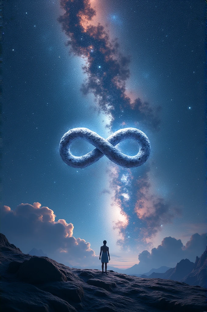 infinity symbol, universal landscape, galaxies