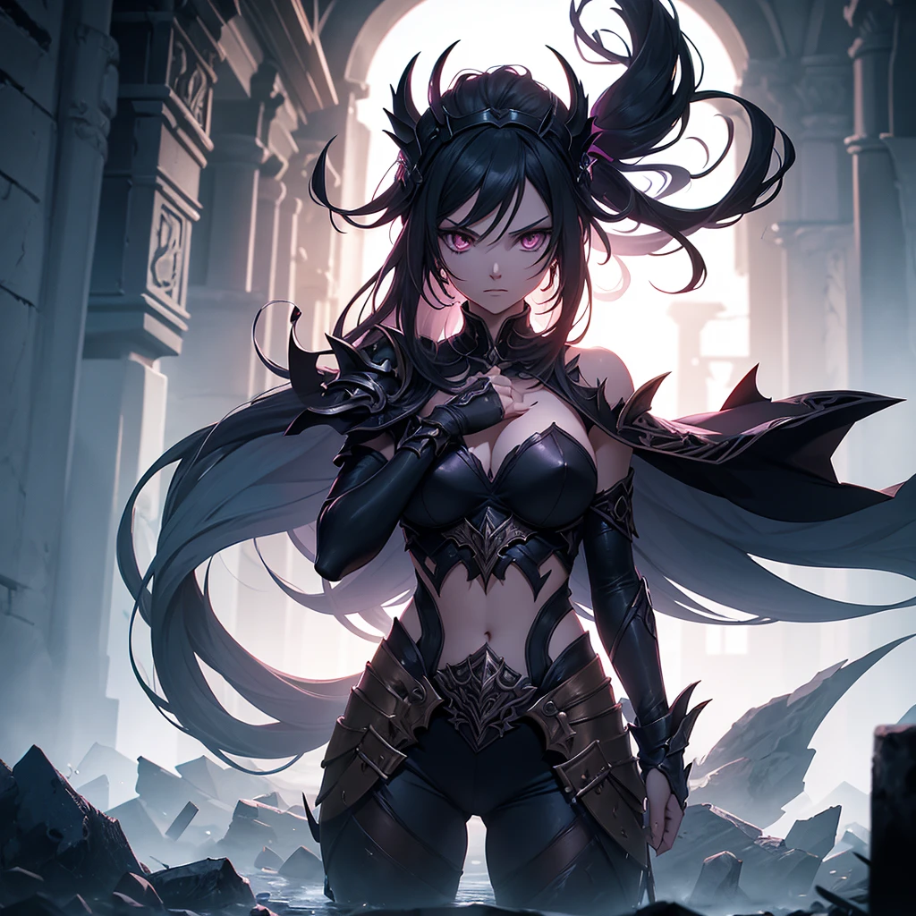 The Dark Goddess fights The Light Goddess in the Realm of gods (background: the ruin realm of gods)