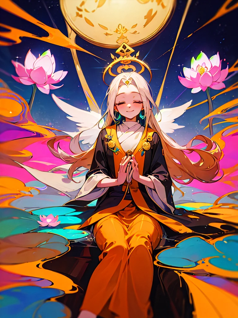 Shakyamuni Buddha、Extremely colorful 、Paradise、love、mercy、Halo、Smile、Lotus flower、Nirvana