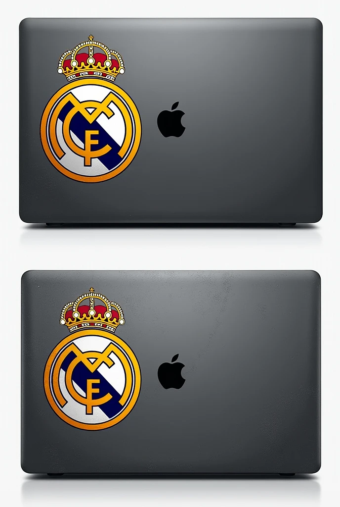 Laptop skin with Real Madrid design on one side in grey