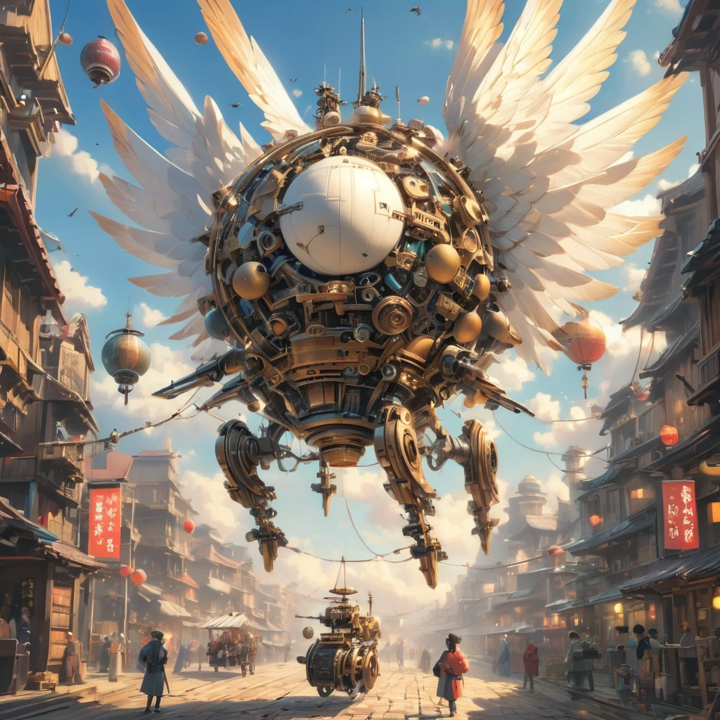 mechanical、Flying objects、Winged Machine、Spherical Machine、Mechanical Wings、The machine is powered on