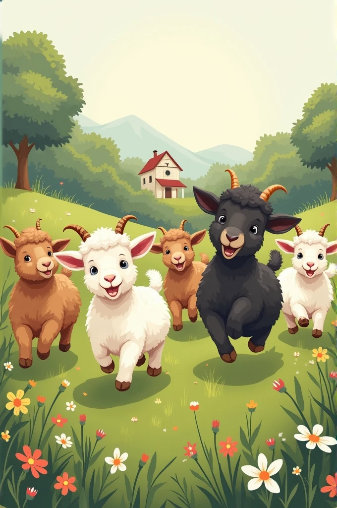 Generate an image that has to do with goats to paste on the cover of a notebook
