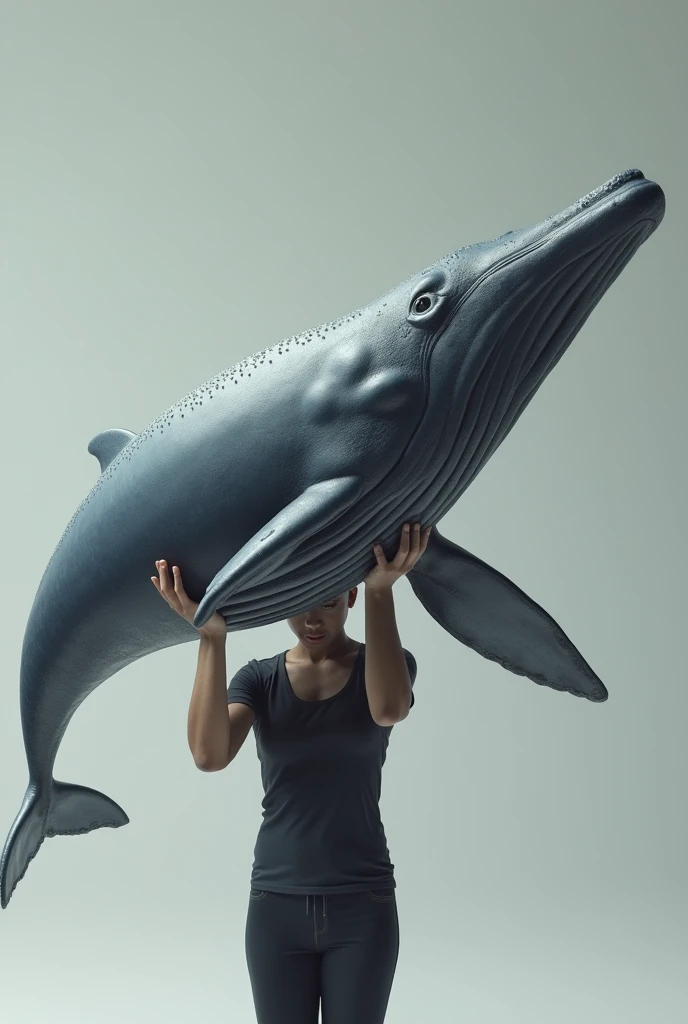 with a realistic whale in hand