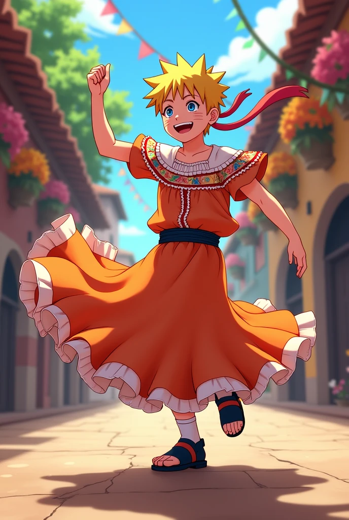 Naruto, dancing, Mexican dress