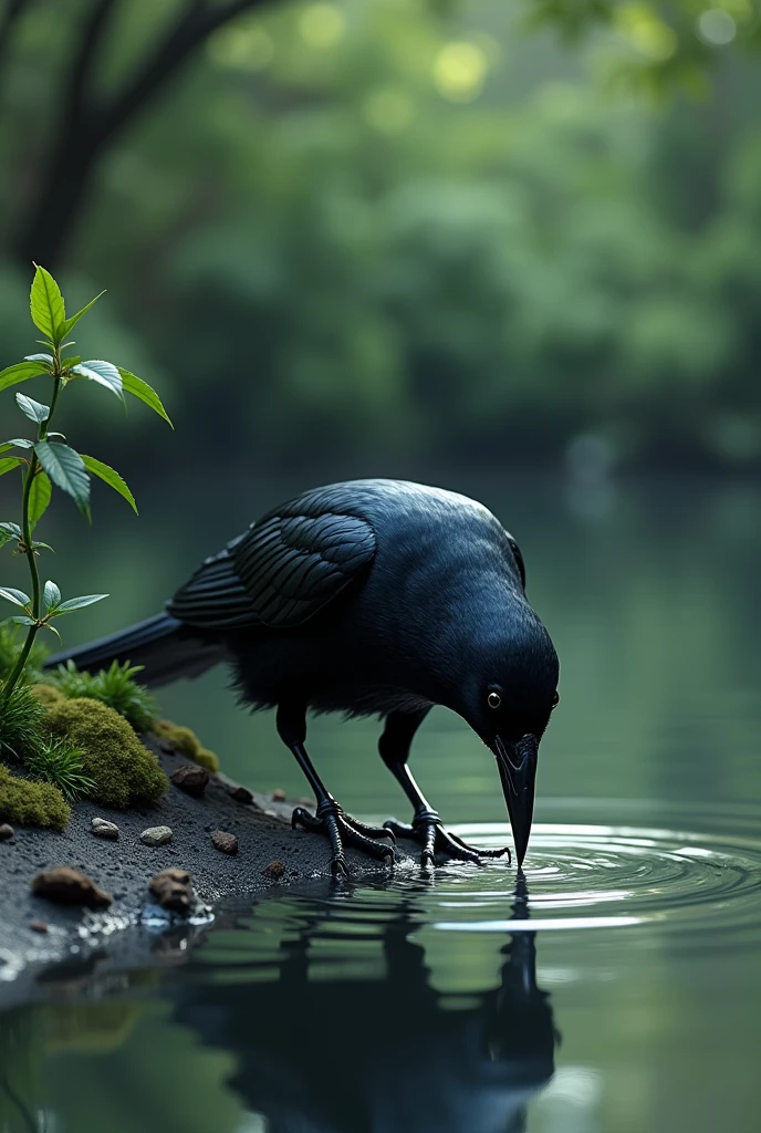 Crow drink water