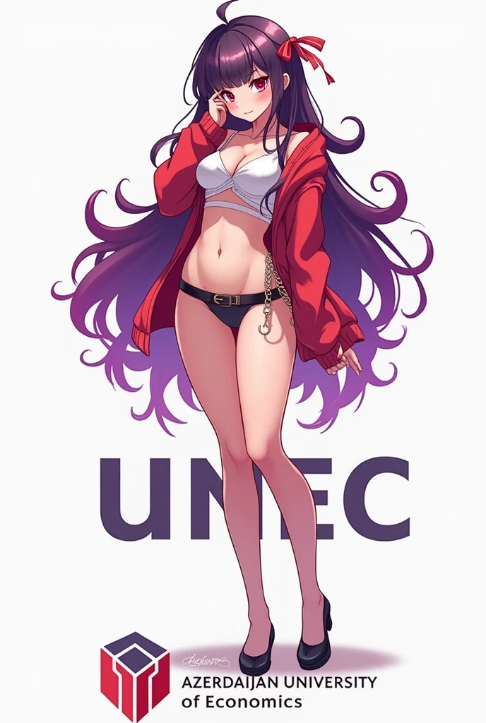 logo of azerbaijan university unec for computer science faculty in the form of anime babe with panties more colors