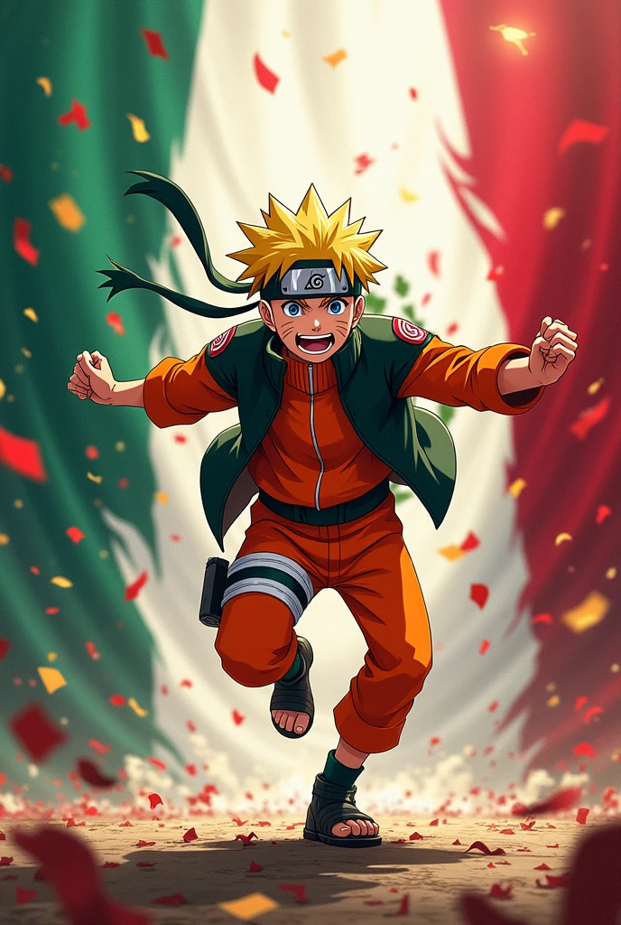 Naruto, dancing, Mexican flag