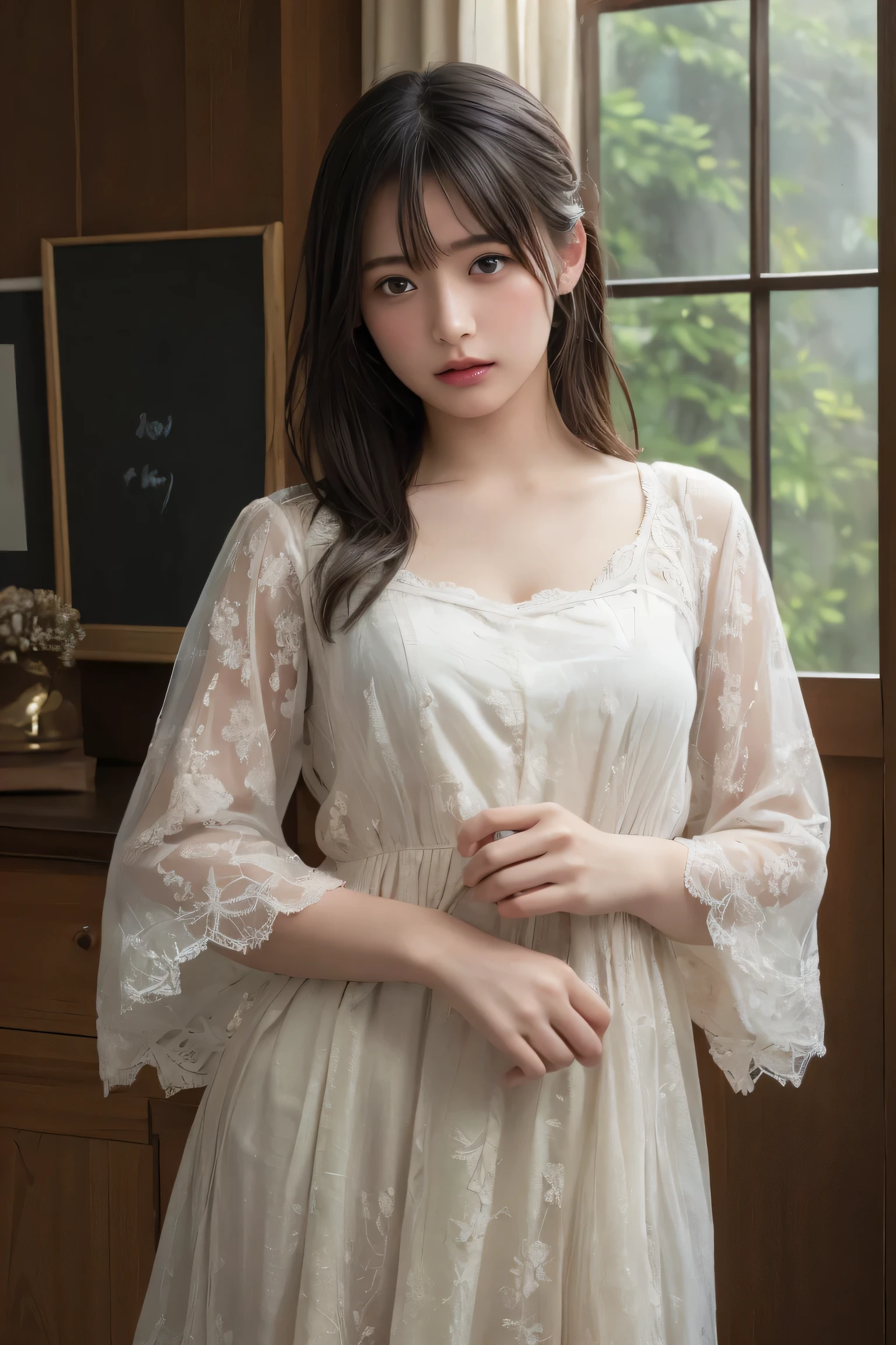 (HigheSt quality:1.4),(maSterpiece:1.4),(RealiStic:1.4),(RealiStic:1.2),(超High reSolution, RAWphotograph:1.4),(High reSolution, Very detailed:1.2),(8k:1.2),photograph,Black hair photograph,one perSon'S,alone,,NippleS,naked,((School uniform, Sailor Suit, Navy blue and white JapaneSe Style, Thin ribbon and pleated Skirt)),((Very huge bigger than a face)),((Upper Body:1.3))