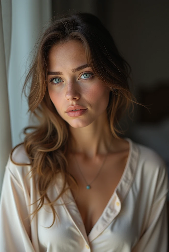 Beautiful 18 year old woman with blue eyes smoking weed in pajamas 4k photo