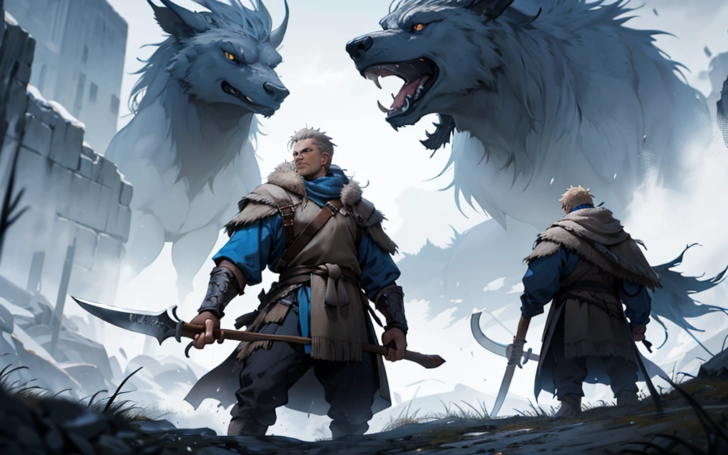 Powerful Nordic warrior with axe