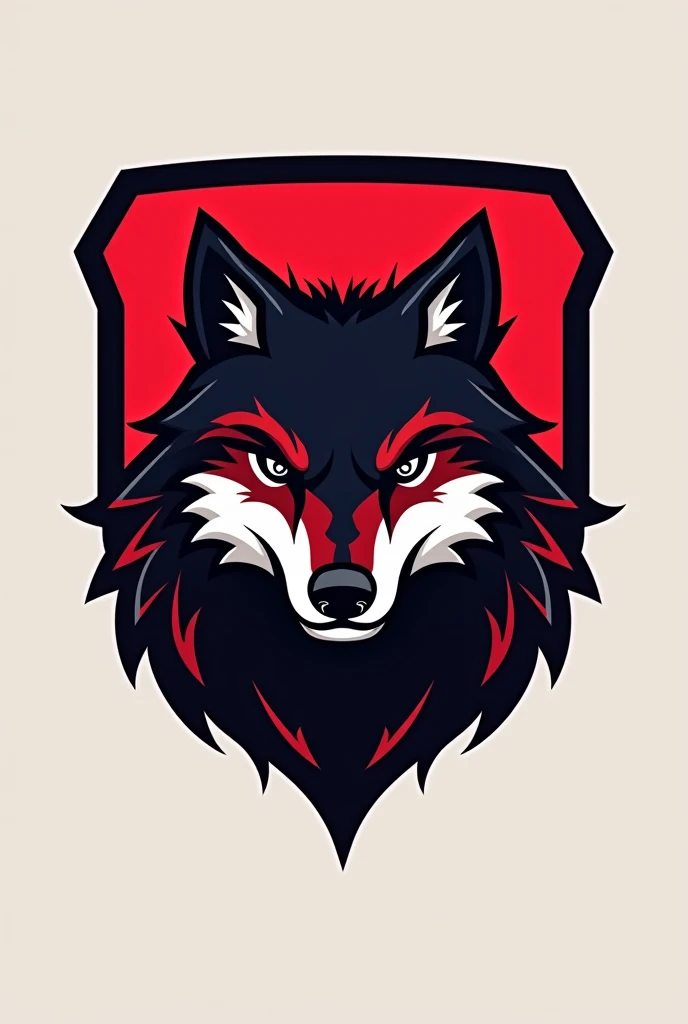 make an esports team logo that has a wolf,red and simple with the mask 