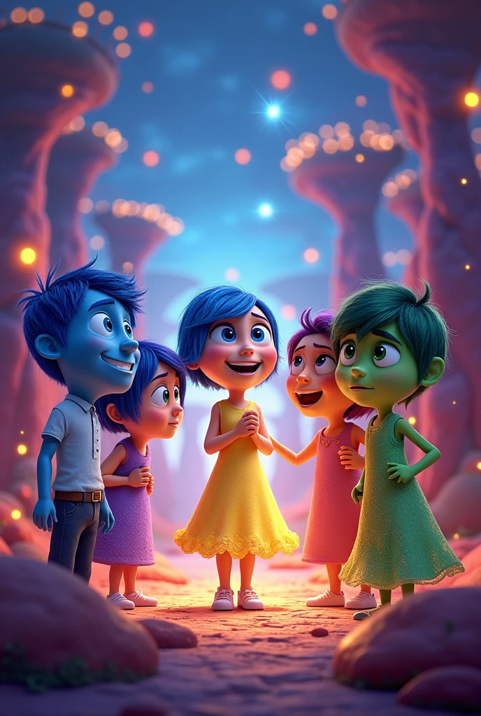 Create the image of this image accompanied by the characters from the movie Inside Out