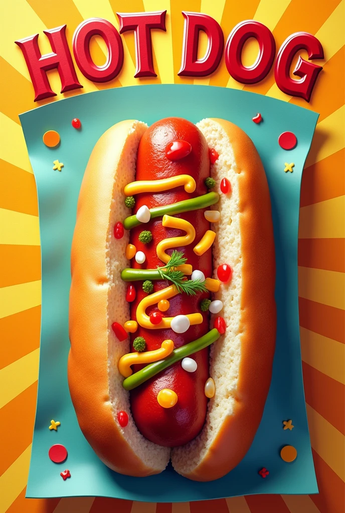 Wallpaper image with words for hot dog advertising