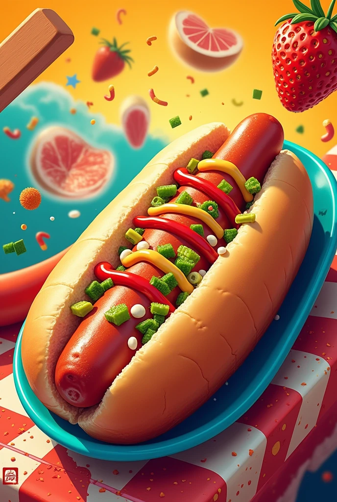 Wallpaper image with words for hot dog advertising