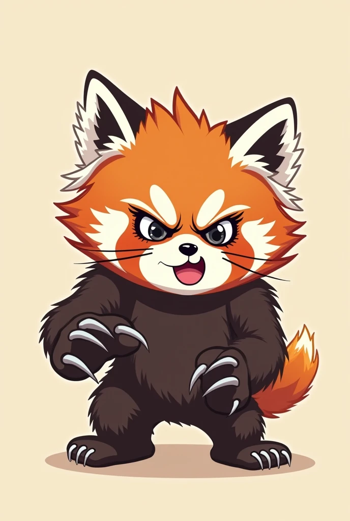 Angry red panda showing the claws of a paw vectorized just a line without background or fill a little more friendly


