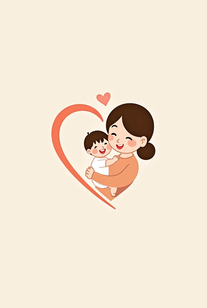 Please create a logo for the Japan Breast Milk Promotion Organization.、Heart shaped ribbon、Smiling mother and 