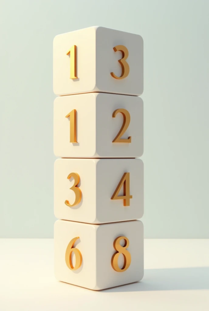 A cousin made up of 8 cubes of the same size, the cubes being numbered with consecutive numbers