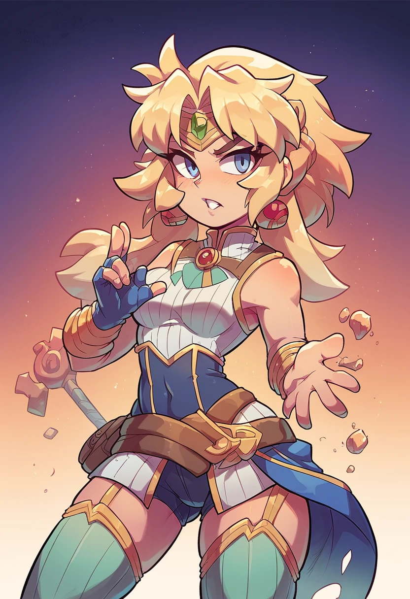 Light Goddess and Dark Goddess (fighting) (Background: ruin Planet)