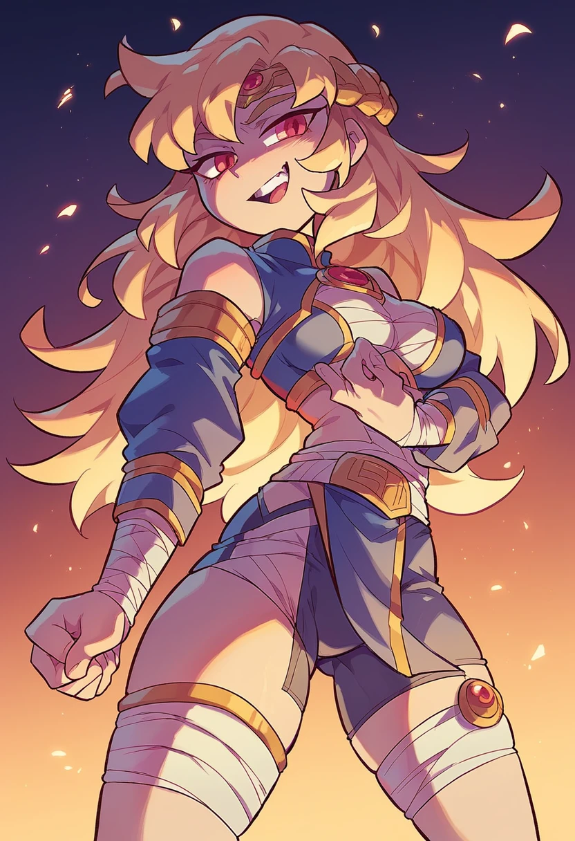 Light Goddess and Dark Goddess (fighting) (Background: ruin Planet)