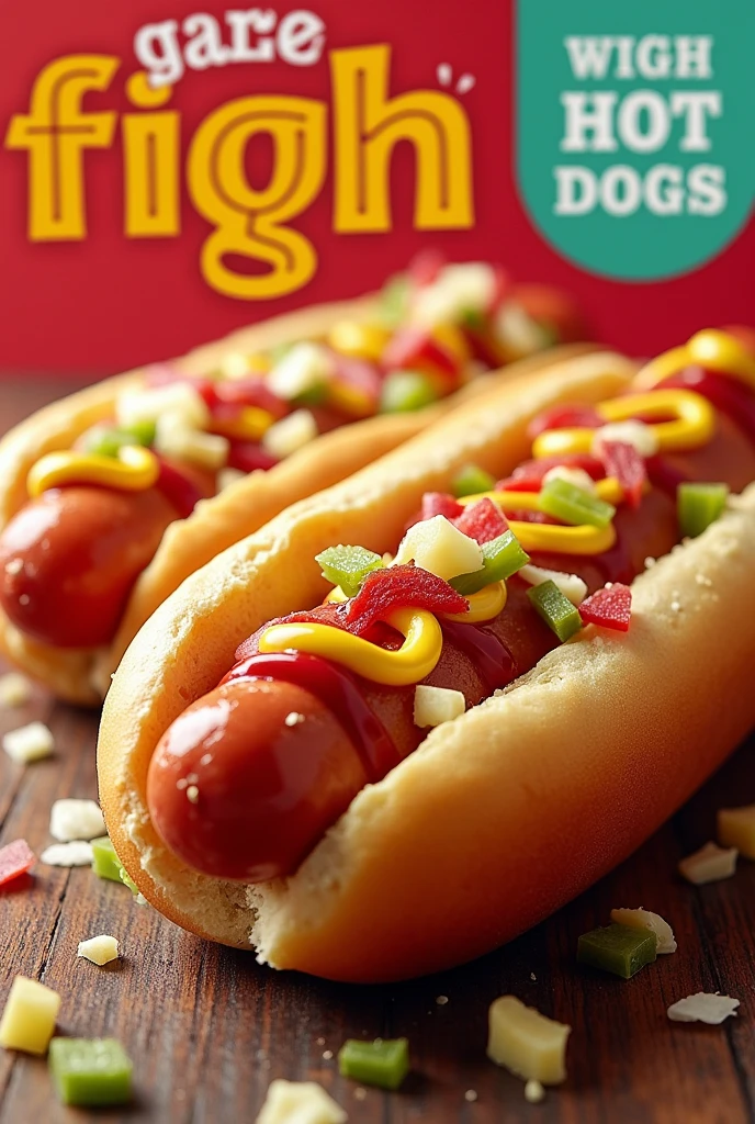 Wallpaper image with words in the background for hot dog advertising