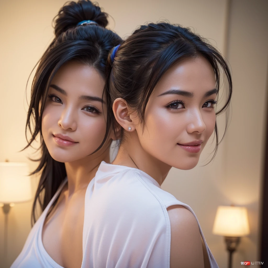 a gorgeous busty woman,martial artist,ponytail hairstyles,beautiful detailed smile,beautiful detailed teeth,POV,lover,cinematic dramatic lighting,(best quality,4k,8k,highres,masterpiece:1.2),ultra-detailed,(realistic,photorealistic,photo-realistic:1.37),HDR,UHD,studio lighting,ultra-fine painting,sharp focus,physically-based rendering,extreme detail description,professional,vivid colors,bokeh,portrait,photorealistic,cinematic