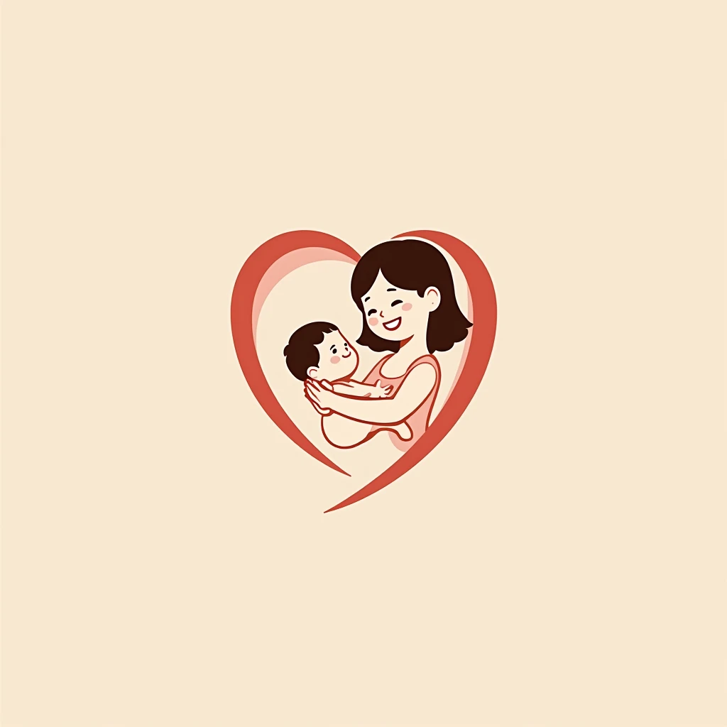 Excellent design sense by top designers、Please create a logo for the Japan Breast Milk Promotion Organization.、Heart shaped ribbon、Smiling mother and baby