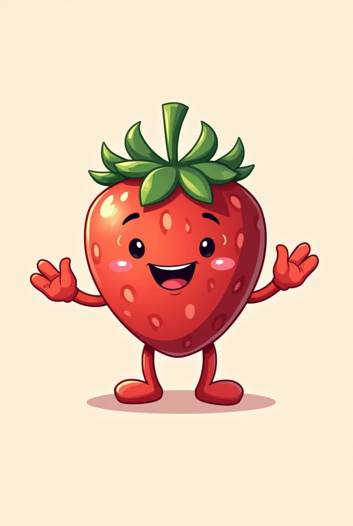 a strawberry with hands and legs cartoon for strawberries and cream logo