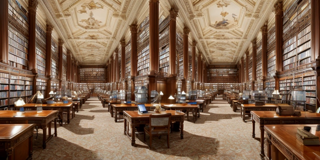 Majestic library、Unmanned、The Great Library、beautiful、high resolution、detailed、High resolution、Highest quality